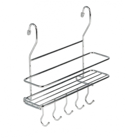 Полка на рейлинг малая с крючками хром MX-402